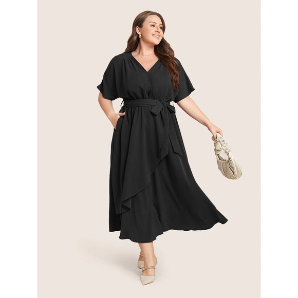 BloomChic Dresses & Skirts - Size 30 • 6x •BloomChic •Dolman Sleeve Pocket Belted Surplice Neck Flutter Dress